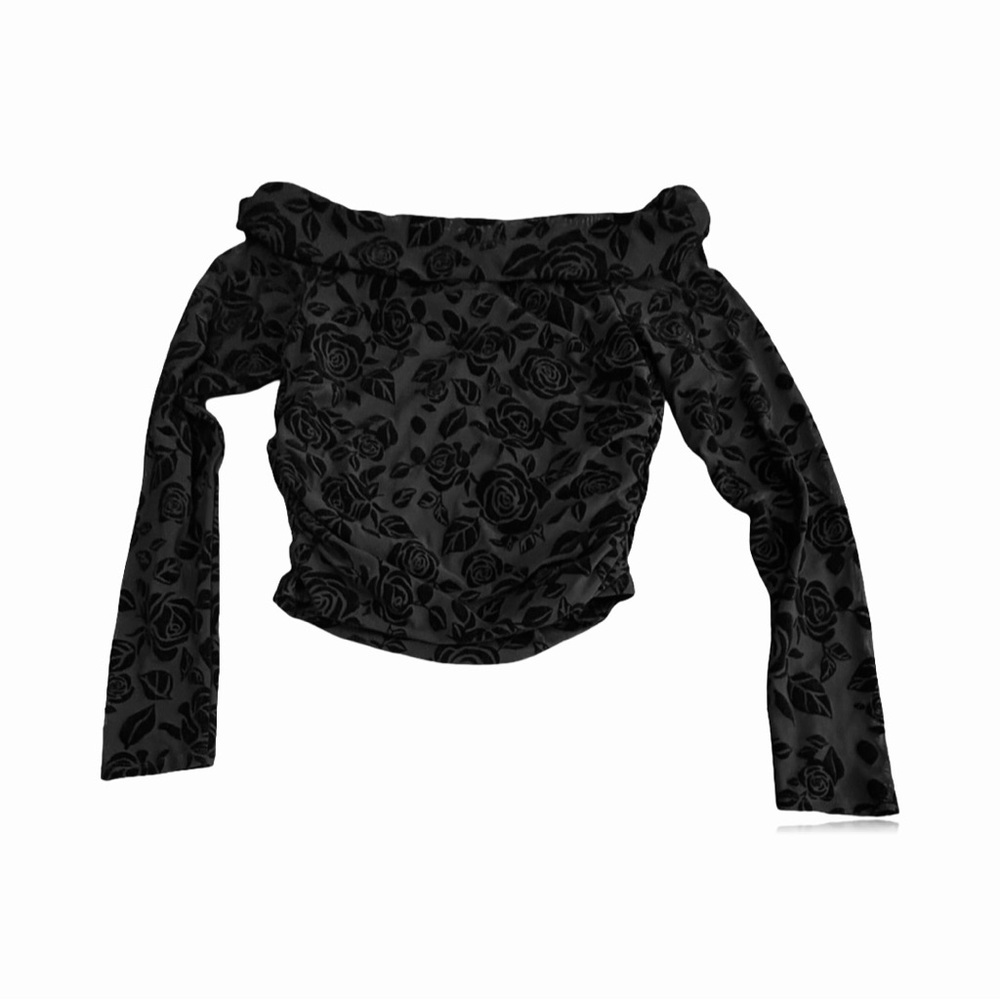 Wild Fable Black Rose Print Off-Shoulder Blouse
